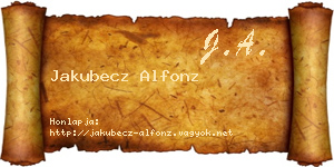 Jakubecz Alfonz névjegykártya